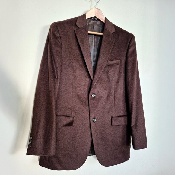 Black Brown 1826 100% Cashmere Blazer, Sz 42L Two Button Brown Sport Coat - Picture 2 of 16